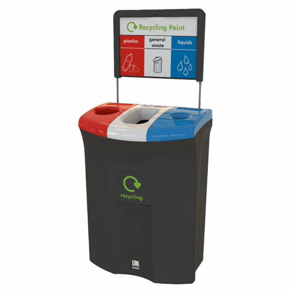 Meridian Recycling Bin 110L: Triple Lid
