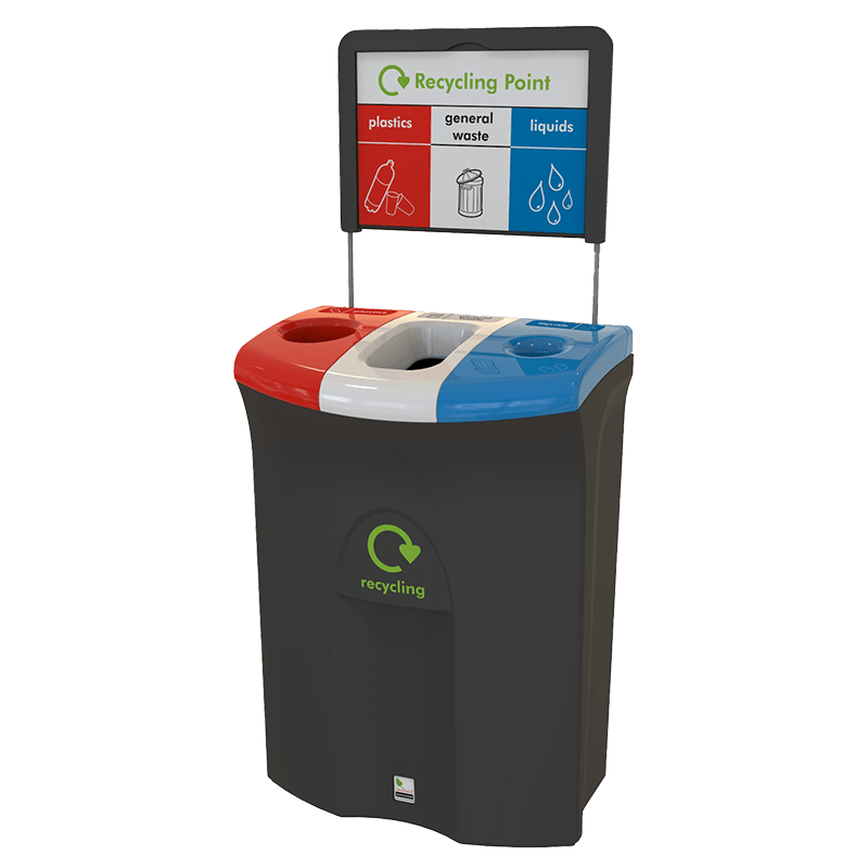 Meridian Recycling Bin 110L: Triple Lid