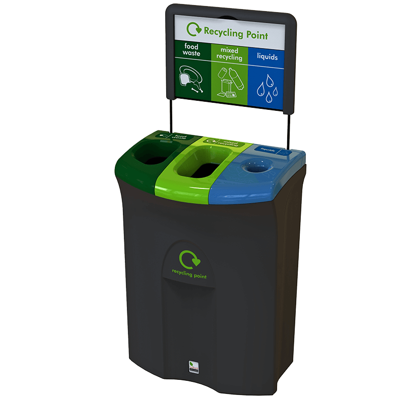 Meridian Recycling Bin 110L: Triple Lid