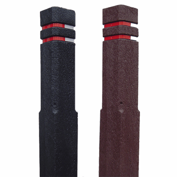 Fixed Square Bollard with Reflective Bands
