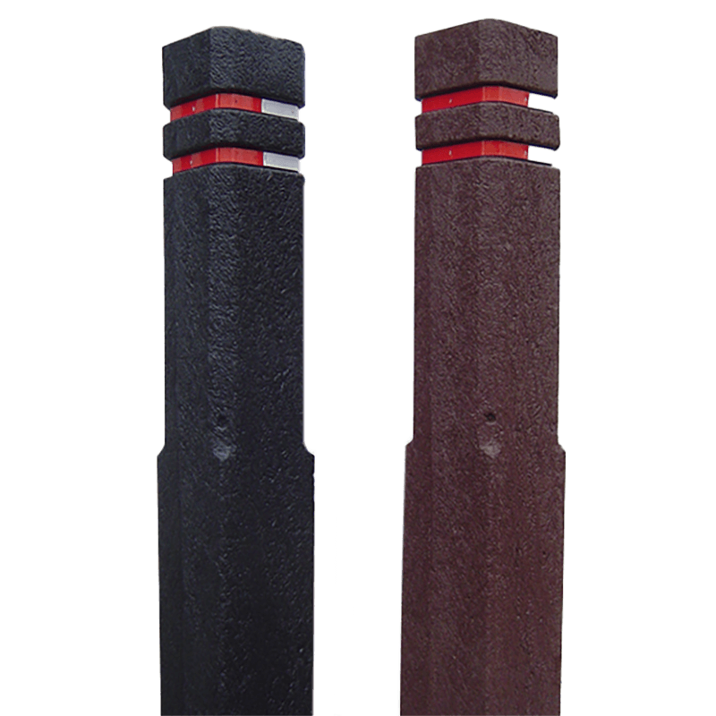 Fixed Square Bollard with Reflective Bands