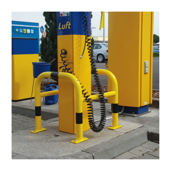 TRAFFIC-LINE Column Protector - Hot Dip Galvanised & Powder Coated Yellow with Black Bands, 520mm x 520mm
